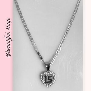 Silver Minimalist Necklace with Number Pendant